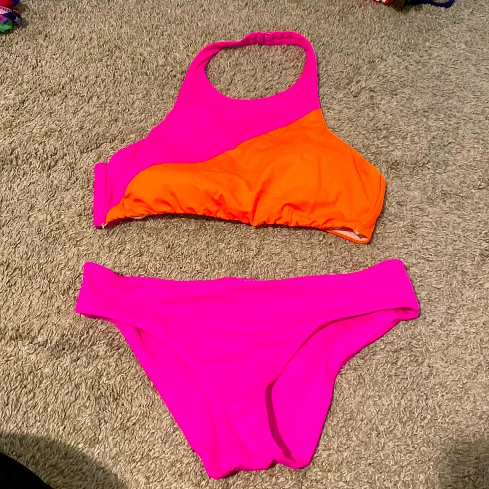 Pink and orange bikini set